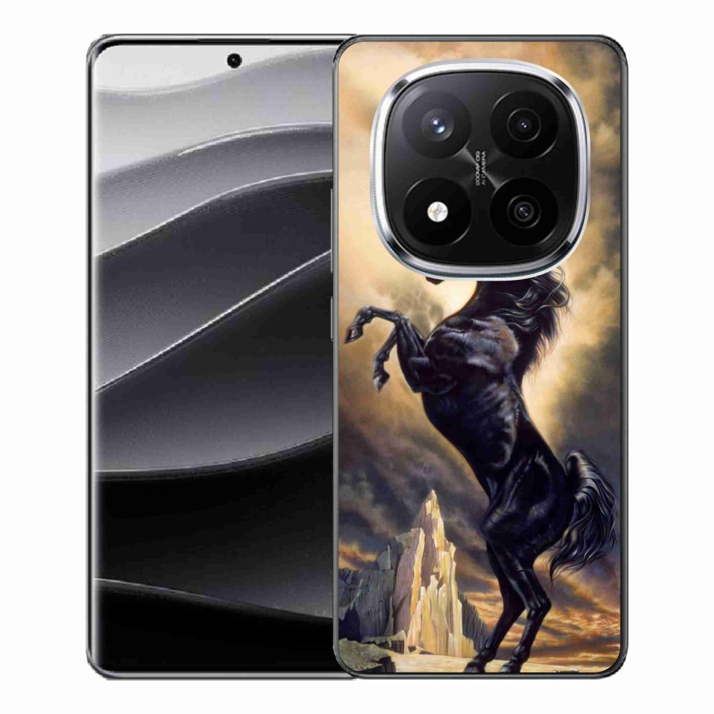 Gél borítás mmCase a Xiaomi Redmi Note 14 Pro+ 5G számára - fekete rajzfilm ló