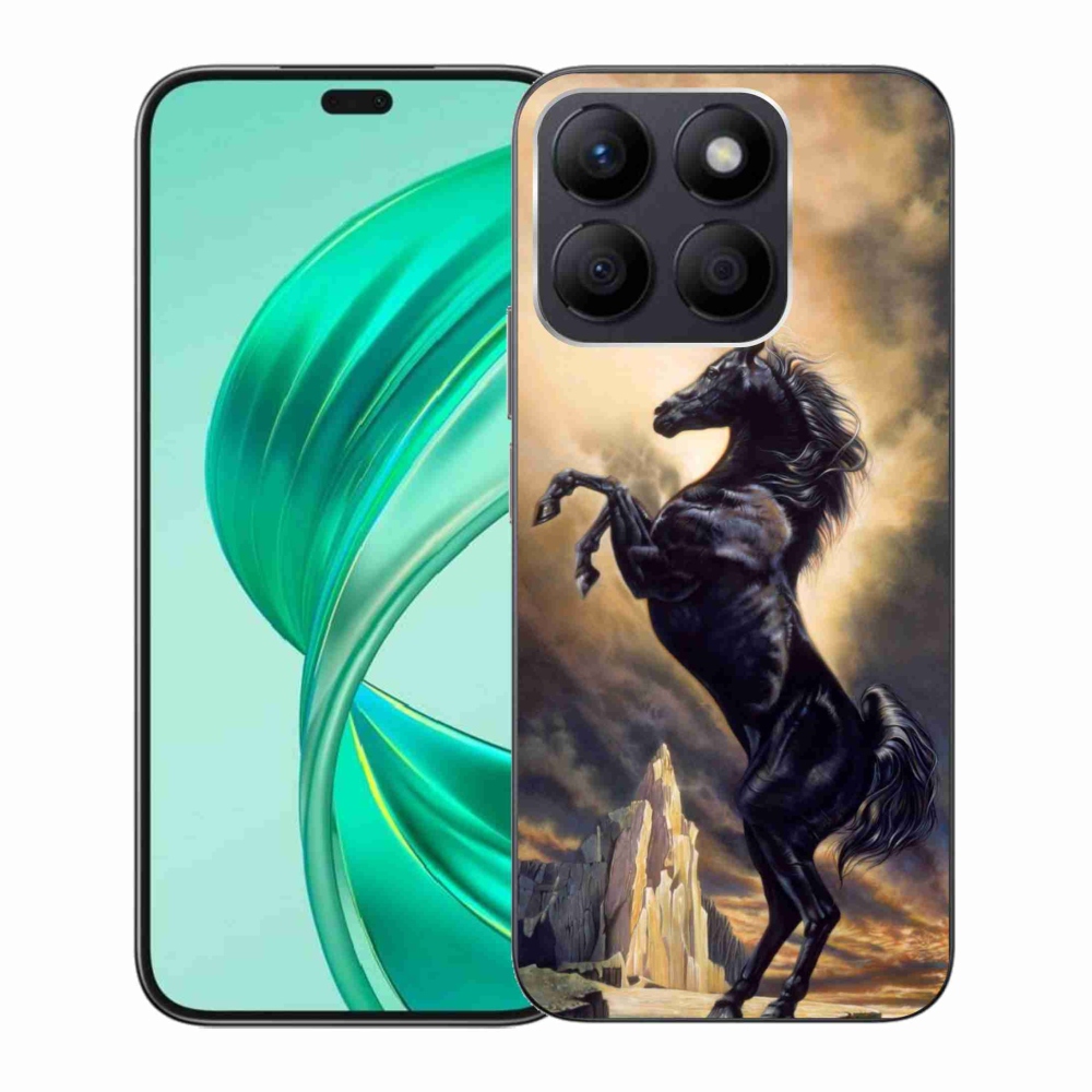 Zselés borítás mmCase a Honor X8b készülékhez - fekete rajzfilm ló