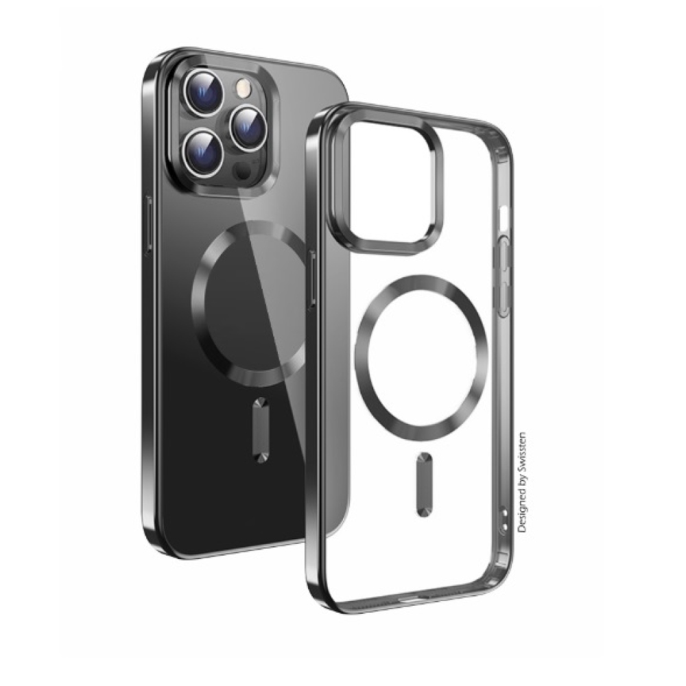 Borító SWISSTEN Clear Jelly MagStick Metallic az Apple iPhone 16 Plus készülékhez - fekete