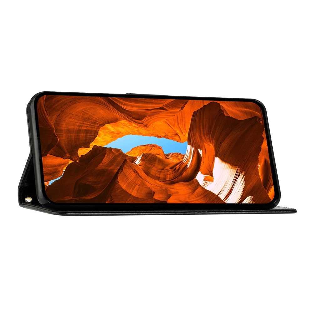 Virágok könyvtáska iPhone 17 készülékhez - fekete