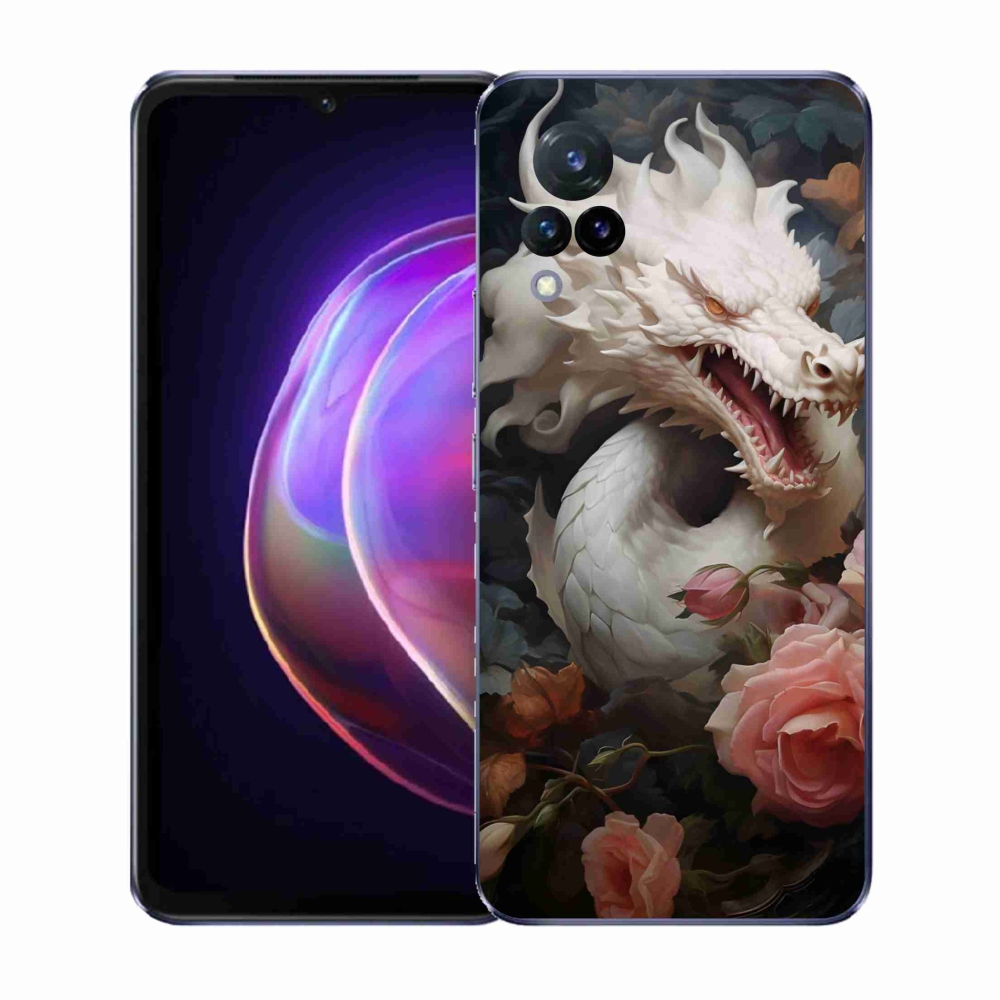 Gél borítás mmCase a Vivo V21 4G/5G-re - fehér sárkány
