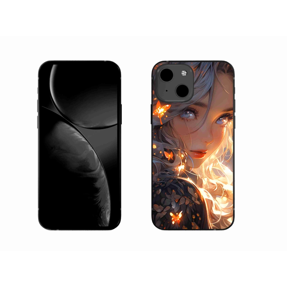 Gél borítás mmCase iPhone 13 készülékhez - lány és pillangók
