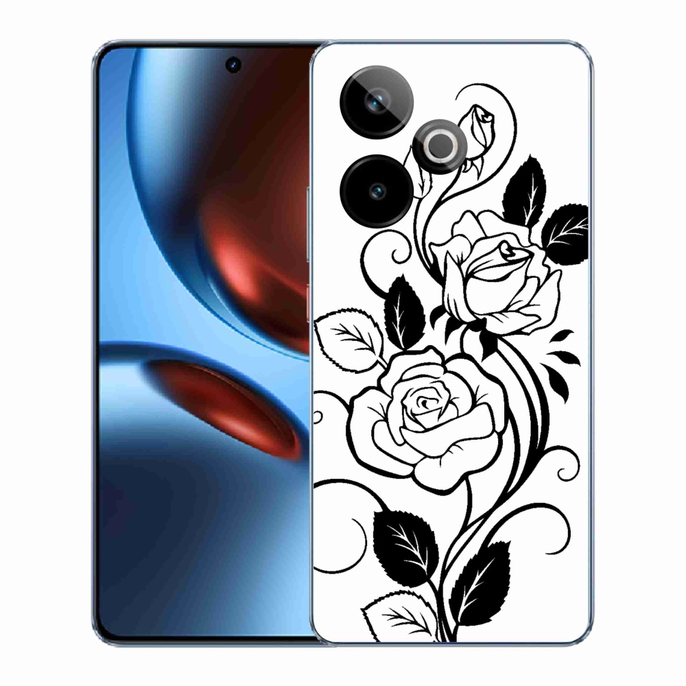 Gél borítás mmCase a Realme GT 7 5G/GT 7T 5G számára - fekete és fehér rózsa