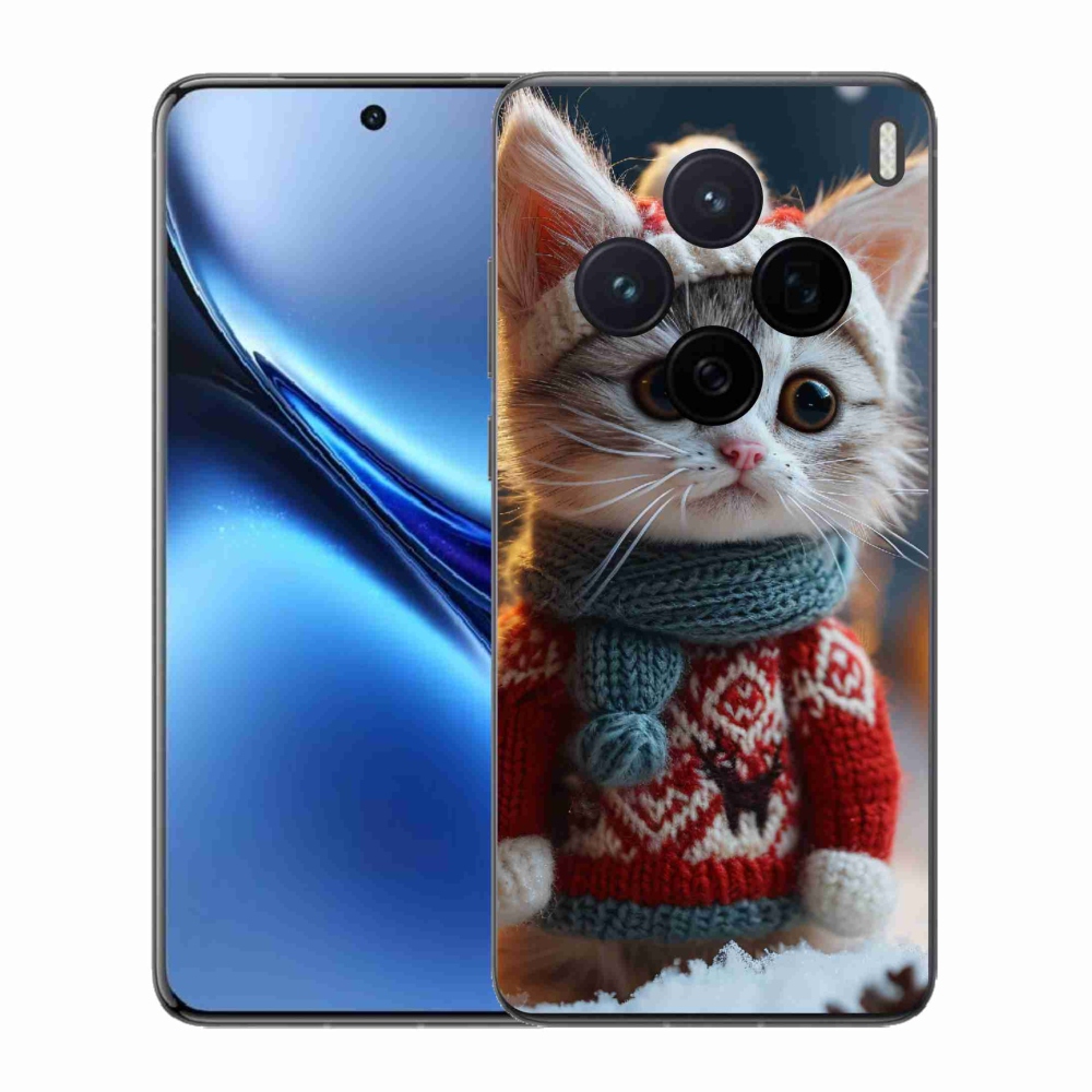 Zselés borítás mmCase a Vivo X200 5G-hez - cica pulóverben