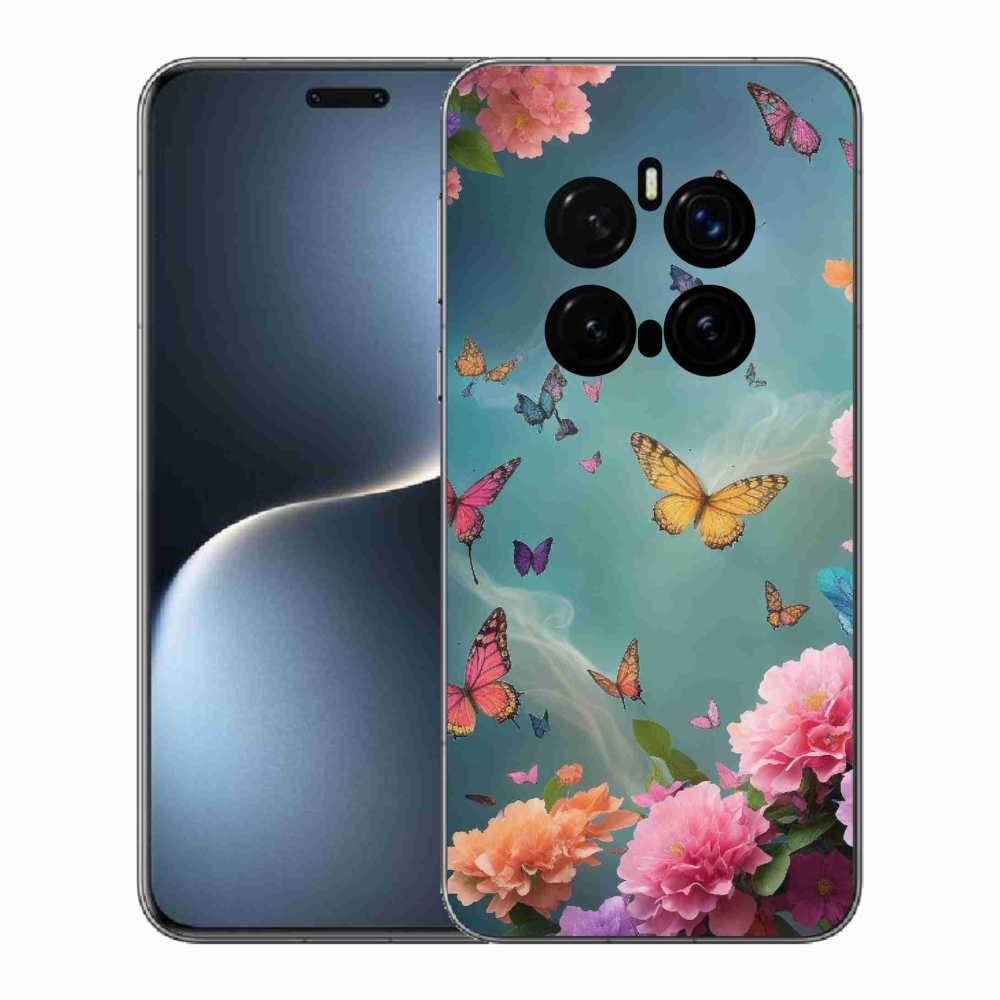 Gél borítás mmCase a Honor Magic 7 Pro 5G számára - színes virágok és pillangók