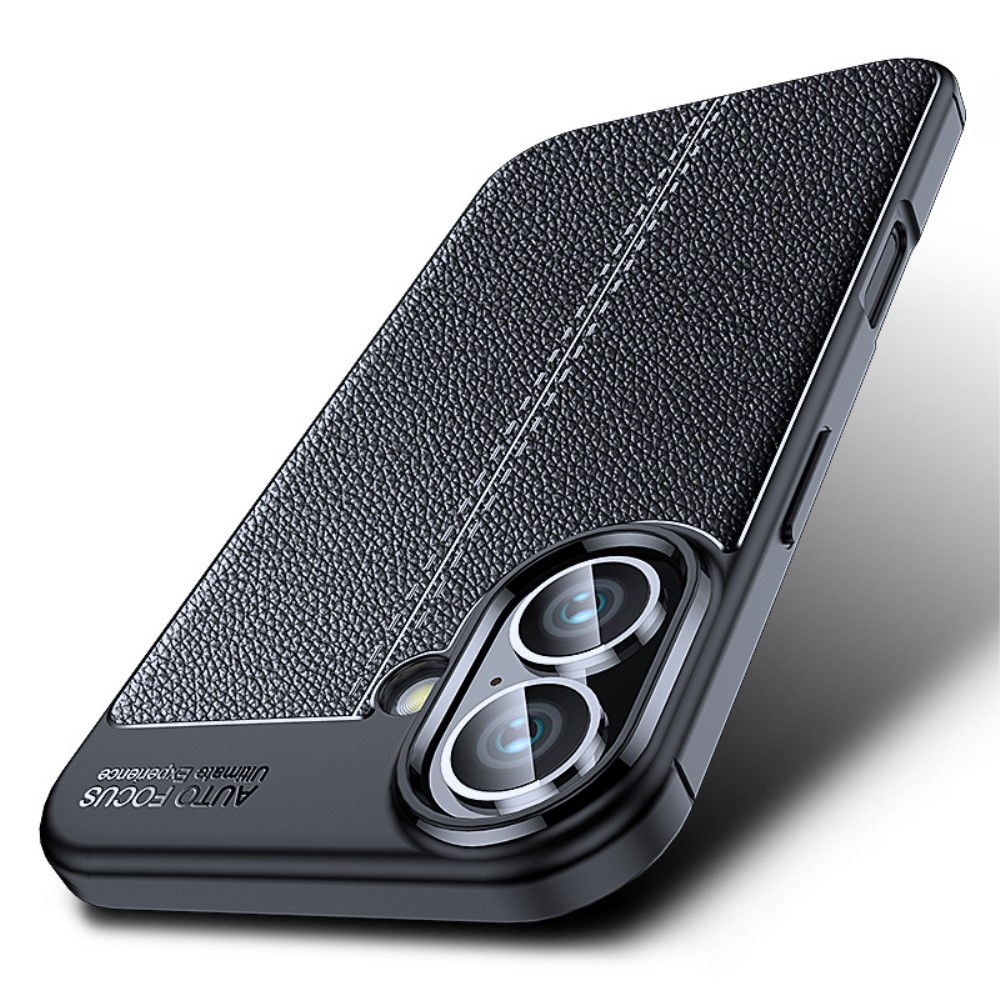 Litchi tartós zselés tok iPhone 16 Plus készülékhez - fekete