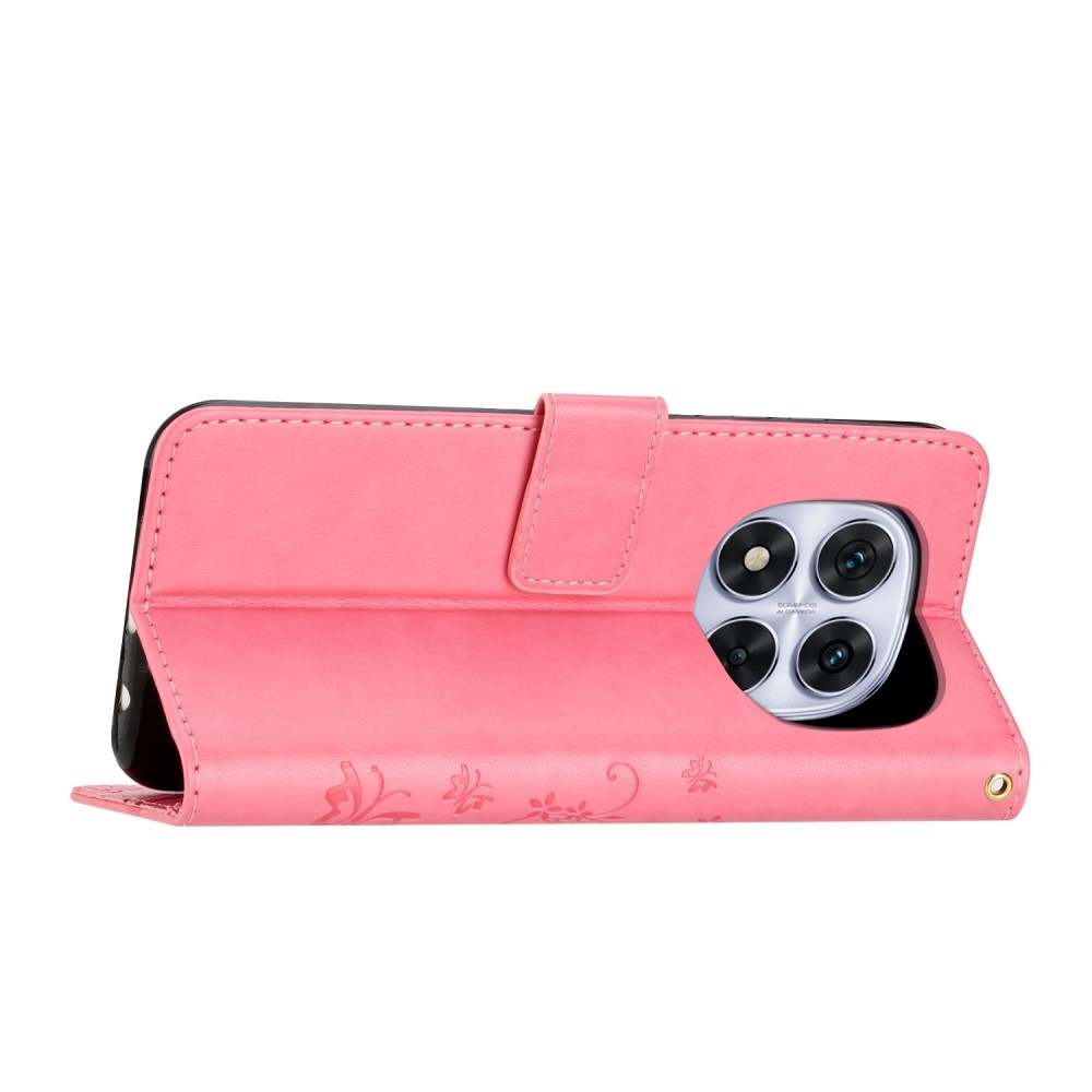 Virágok könyv tok Xiaomi Redmi Note 14 Pro 5G/Poco X7 5G - rózsaszínű