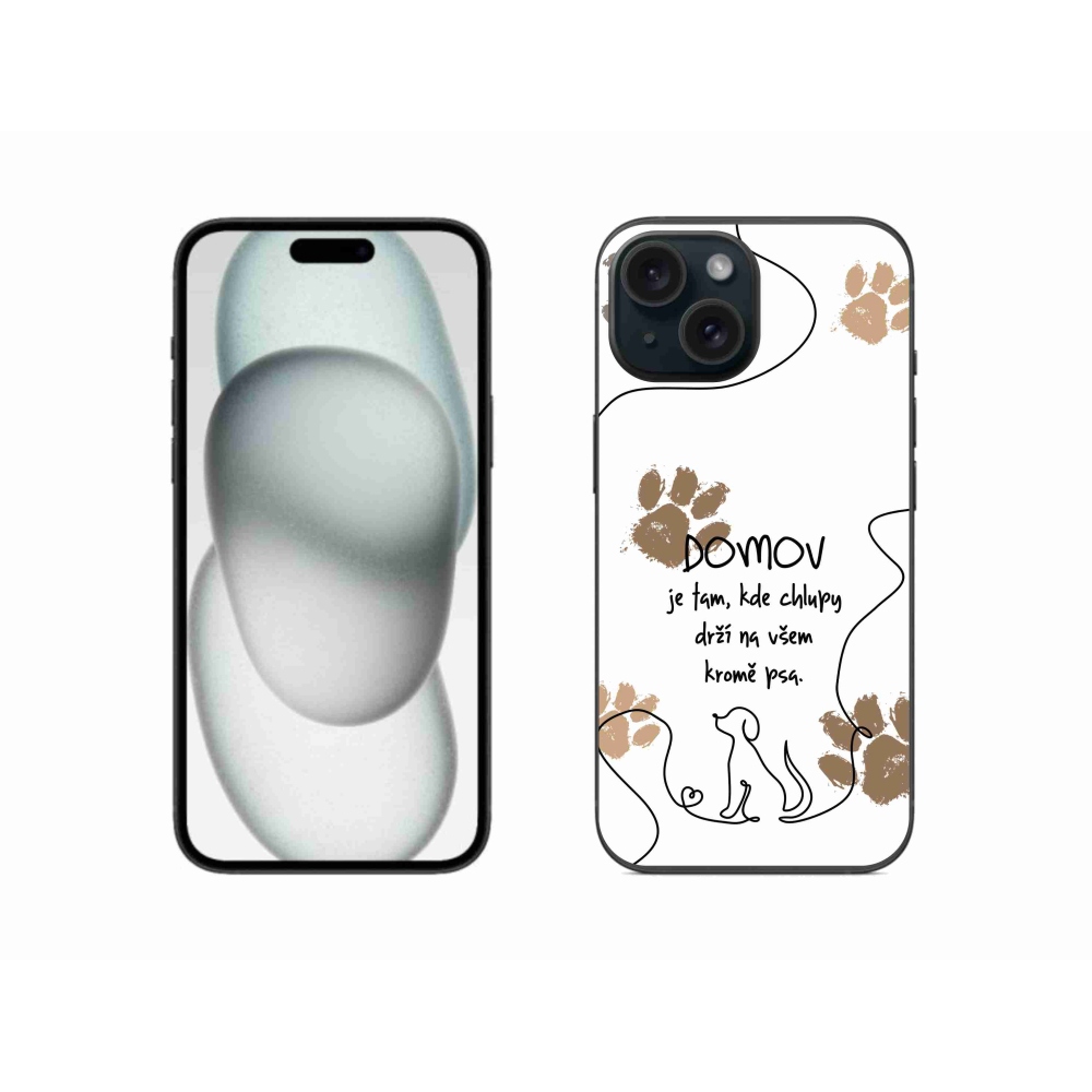 Gél borítás mmCase iPhone 15 készülékhez - kutya motívum fehér háttérrel