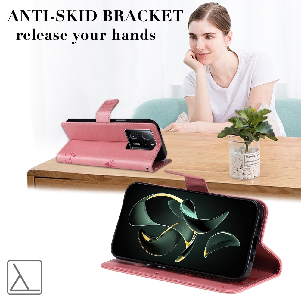 Fás könyv tok Xiaomi 13T/13T Pro - rózsaszínű