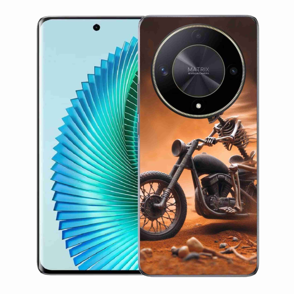 Gél borítás mmCase a Honor Magic 6 Lite 5G számára - csontváz egy motorkerékpáron