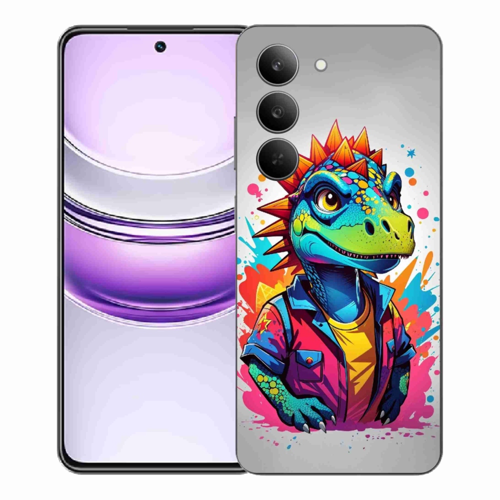 Gél borító mmCase a Realme 14x 5G készülékhez - színes dinoszaurusz