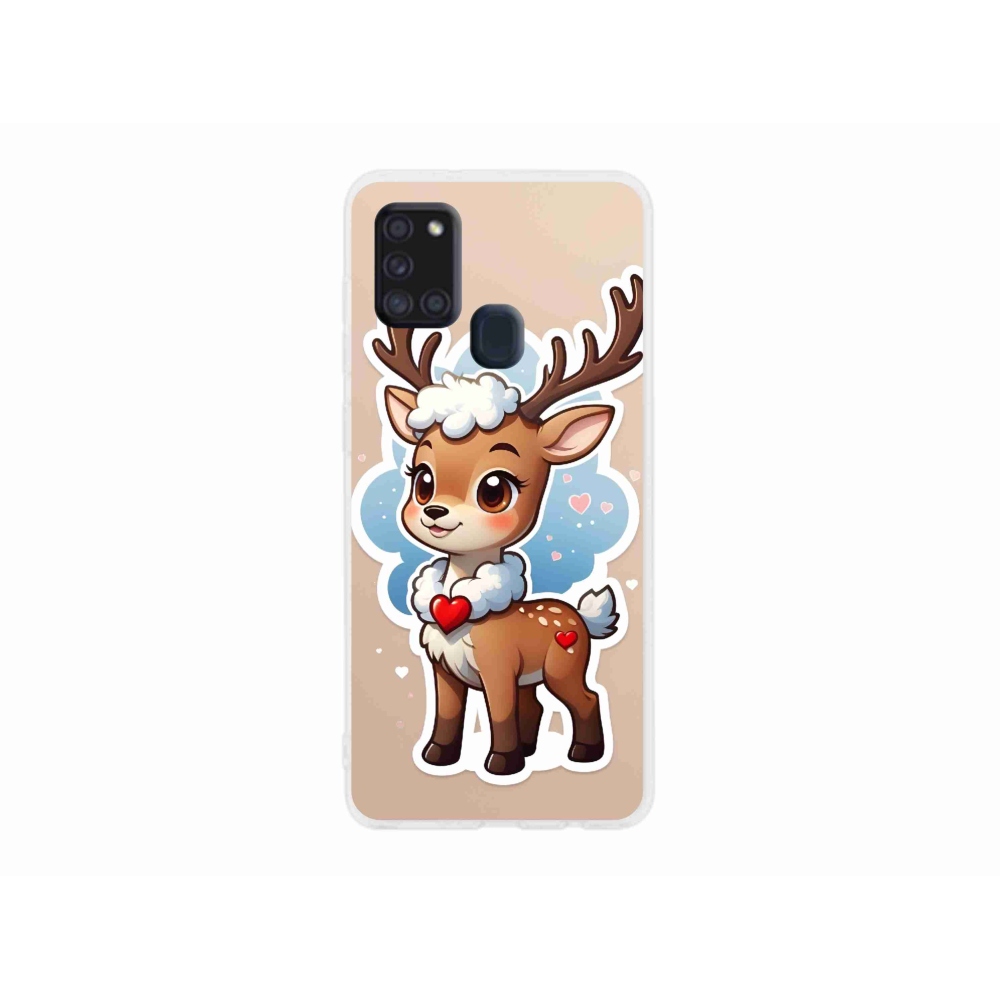 Gél borító mmCase Samsung Galaxy A21s készülékhez - rajzfilm rénszarvas