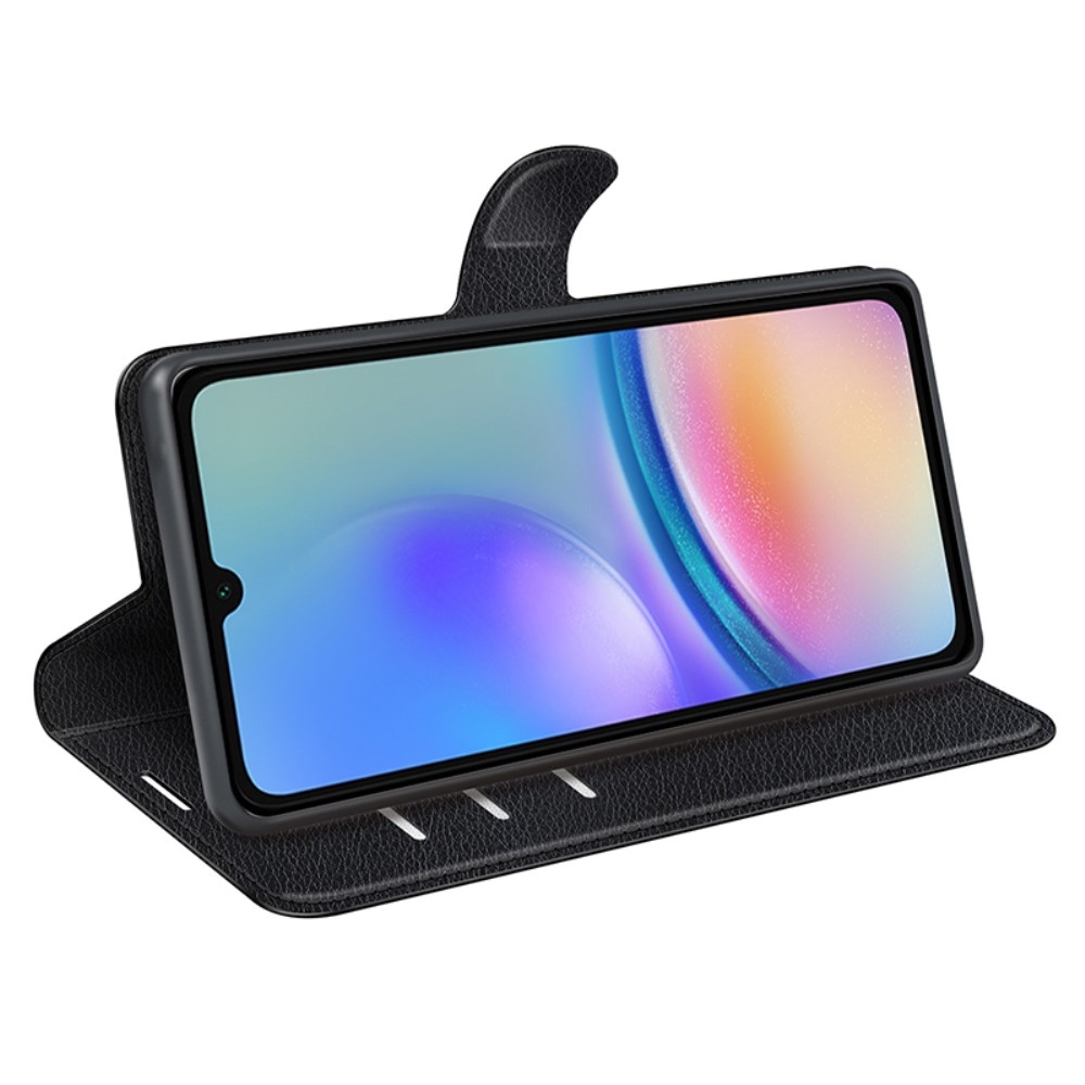 Litchi könyv tok Samsung Galaxy A05s készülékhez - fekete
