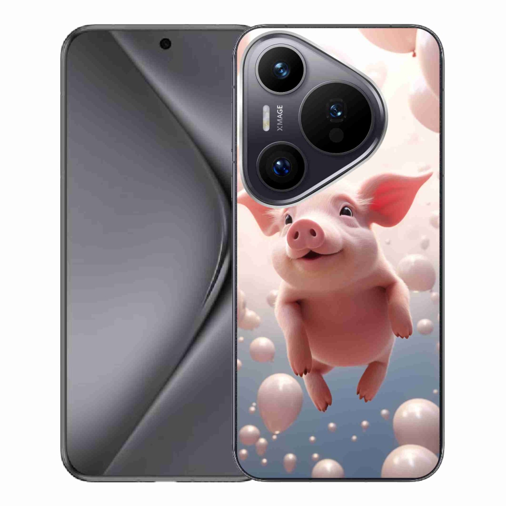 Gél borítás mmCase a Huawei Pura 70 Pro számára - malacka lufikkal