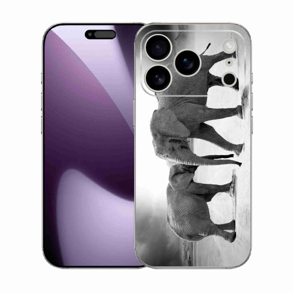 Zselés borítás mmCase iPhone 17 Pro készülékhez - fekete és fehér elefántok