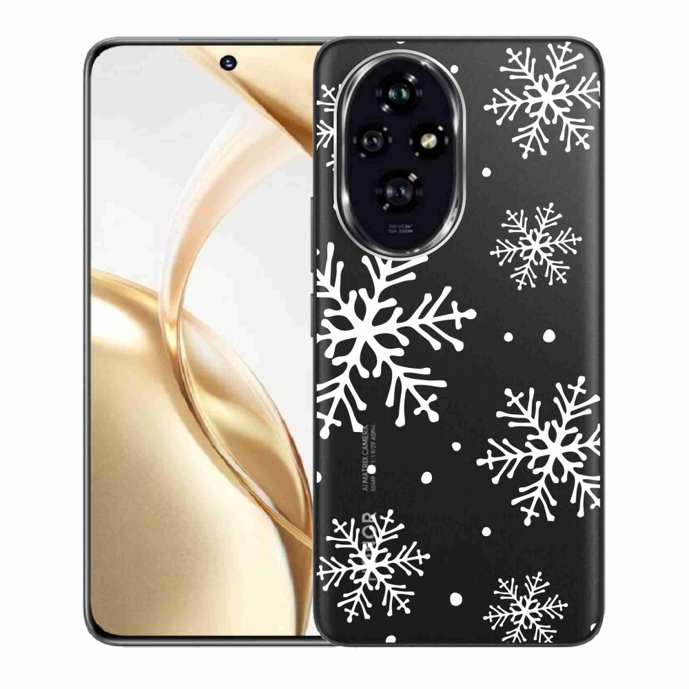 Zselés borítás mmCase a Honor 200 5G készülékhez - fehér pelyhek átlátszó háttéren