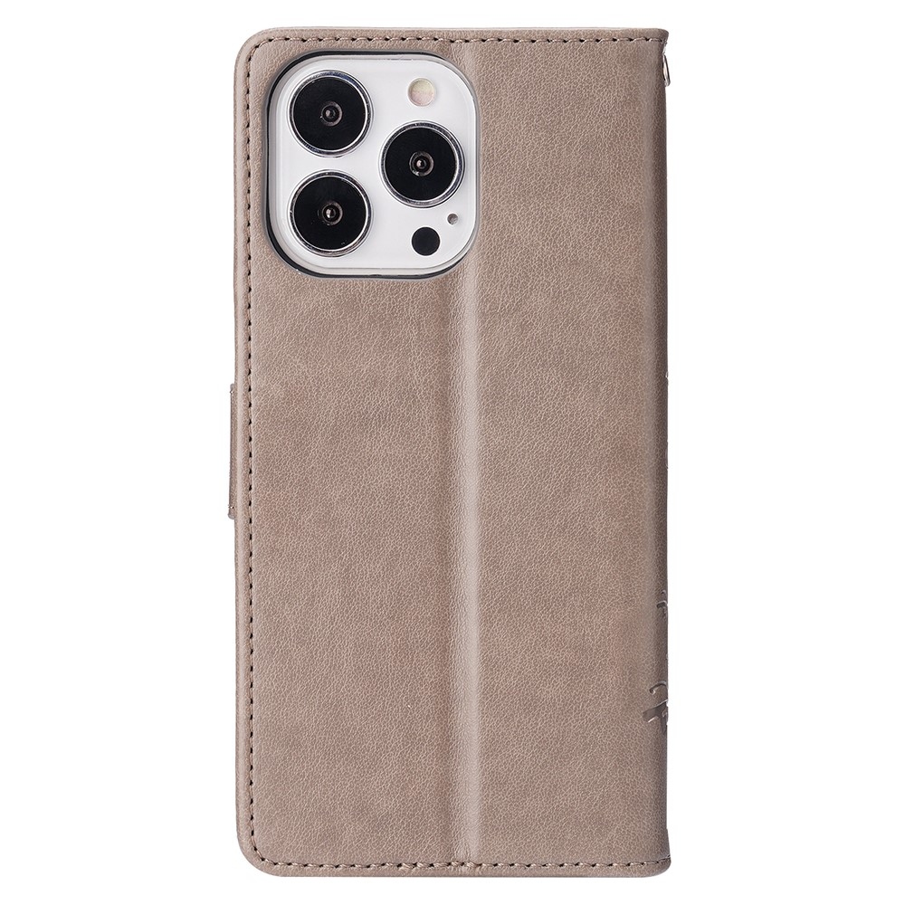 Virágok könyvtáska iPhone 15 Pro készülékhez - szürke