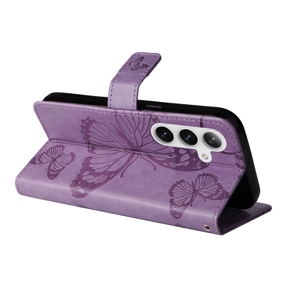 Nagy pillangó könyv tok Samsung Galaxy S25 készülékhez - lila