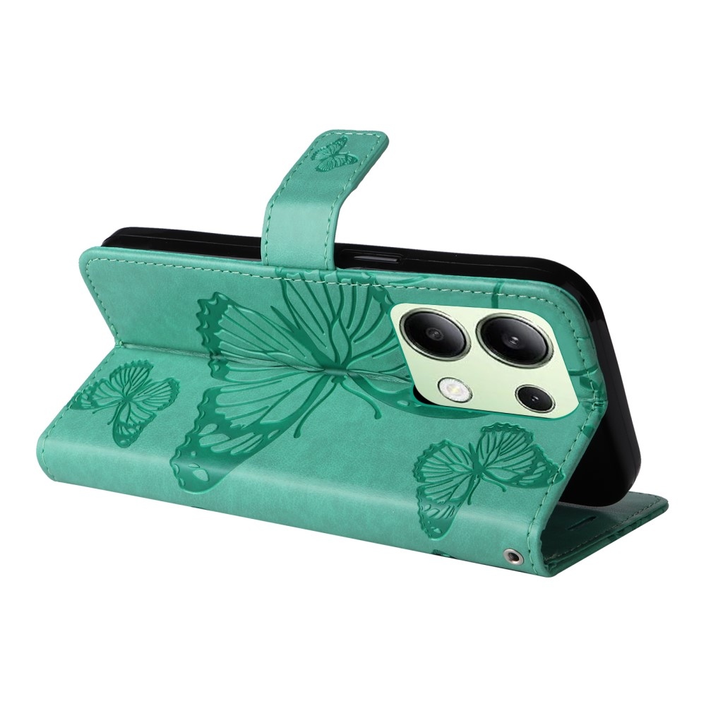 Nagy pillangó könyv tok a Xiaomi Redmi Note 13-hoz - teal színű