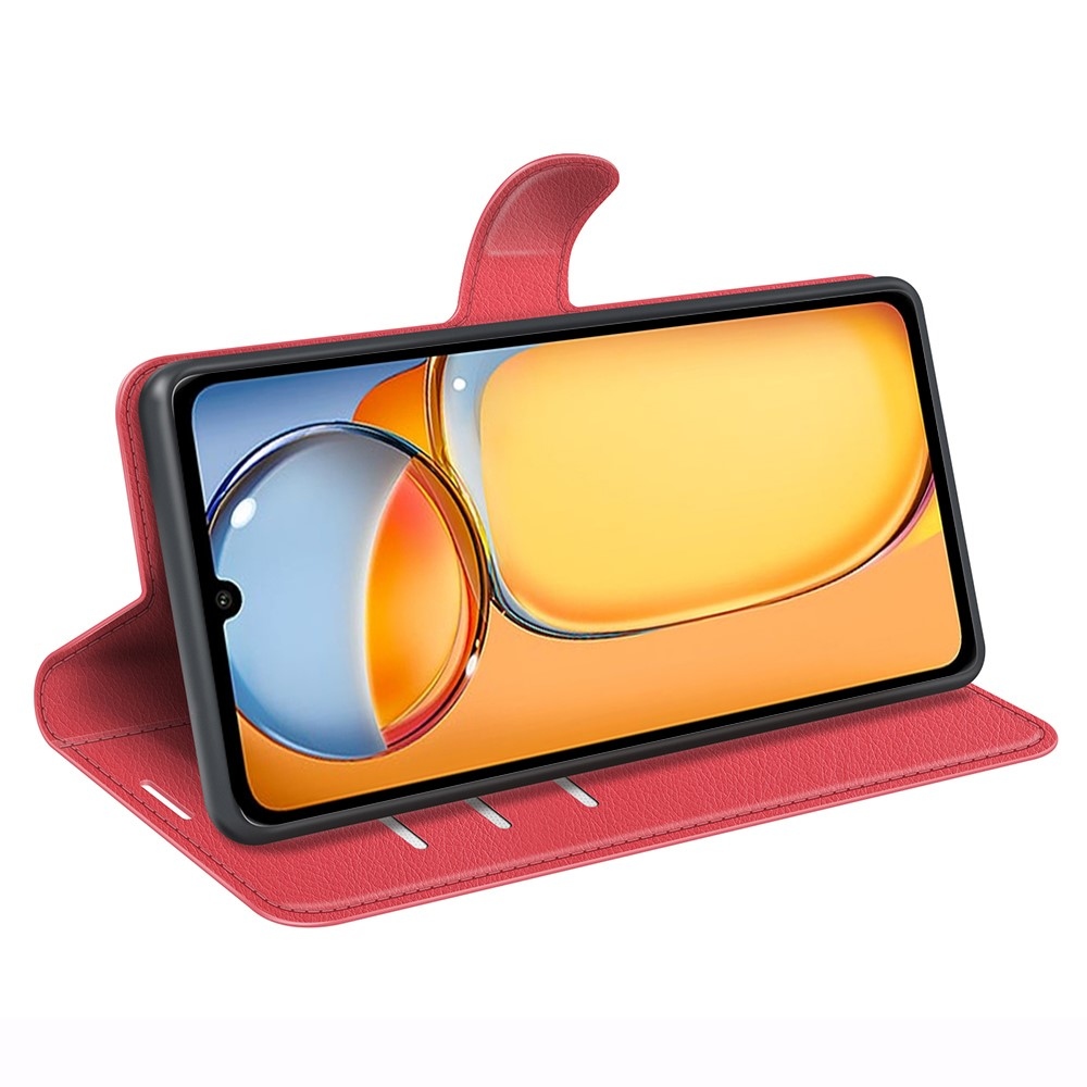 Litchi könyv tok a Xiaomi Poco C65/Redmi 13C-hez - piros