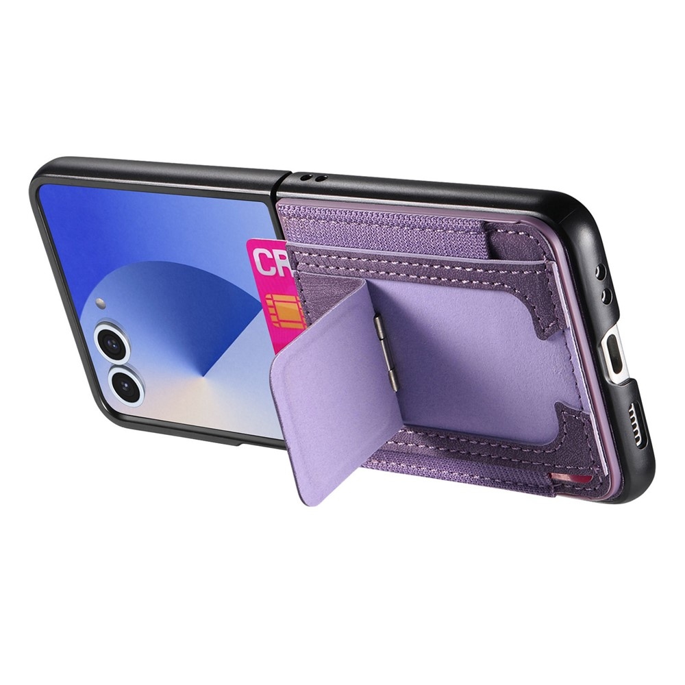 Fényűző műanyag borítás műbőrrel Samsung Galaxy Z Flip7 5G készülékre - lila