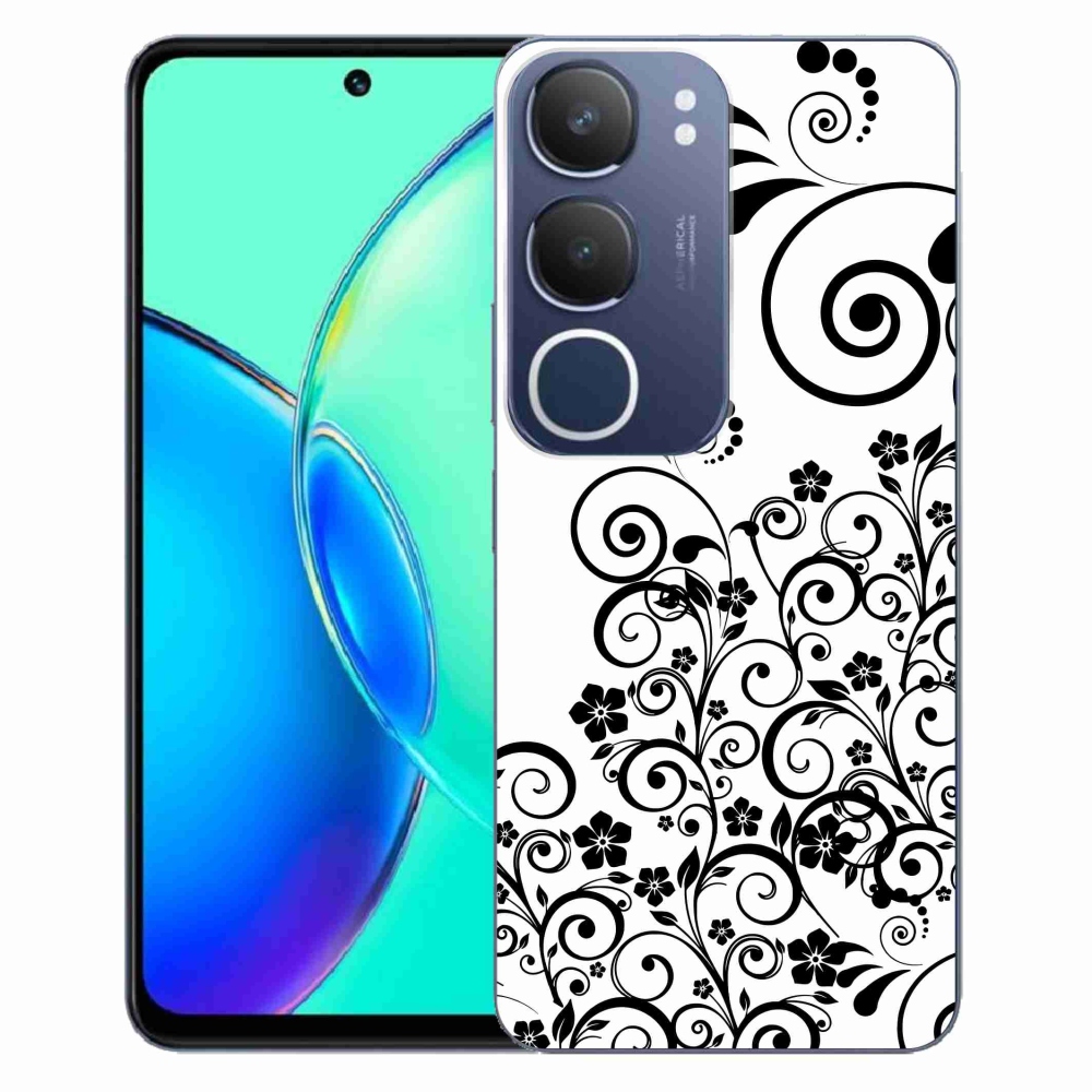 Gél borítás mmCase a Vivo Y19s készülékre - fekete és fehér virágminták