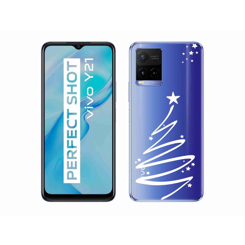 Gél borító mmCase a Vivo Y21/Y21s/Y33s készülékhez - fehér fa átlátszó háttéren