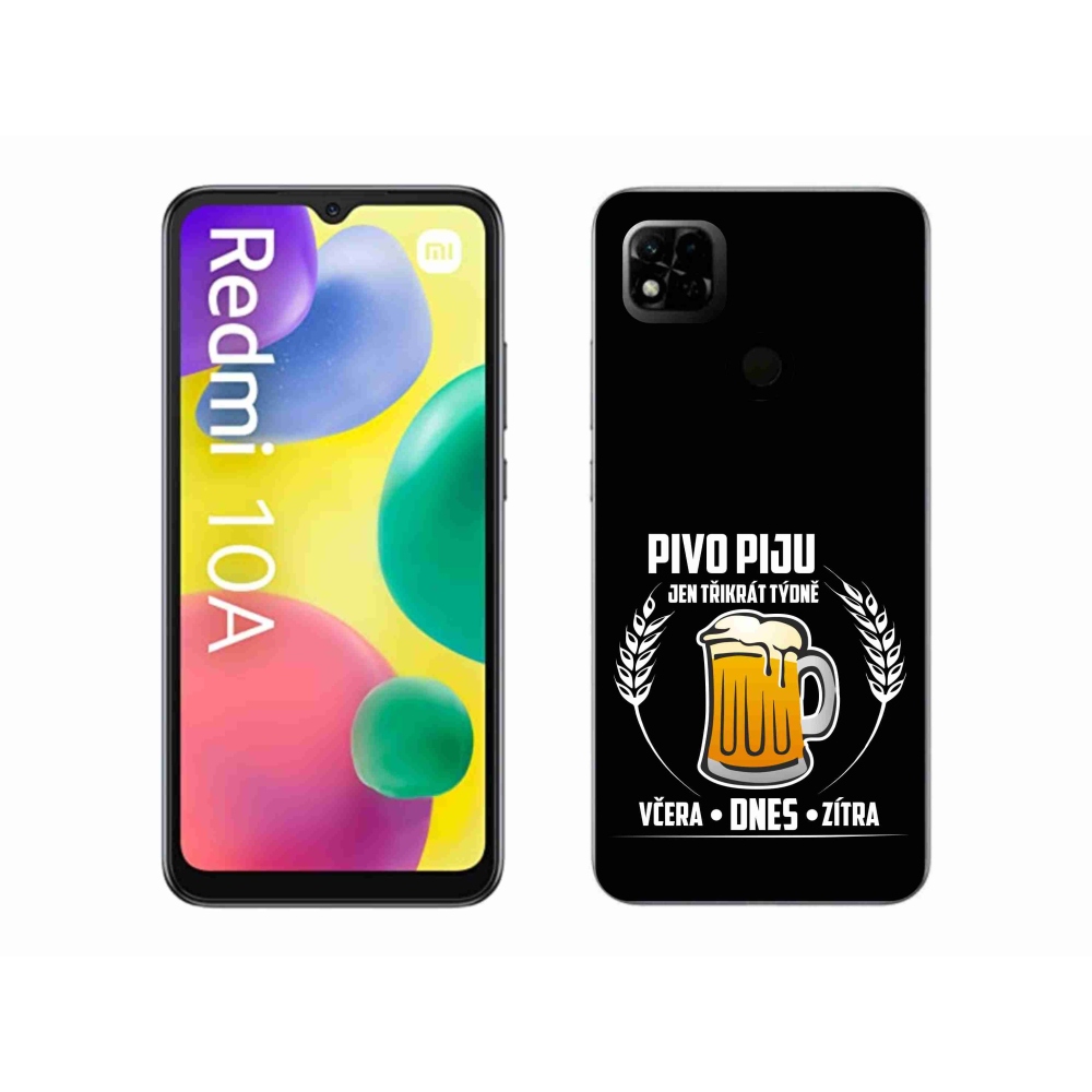 Gél borítás mmCase a Xiaomi Redmi 10A számára - sör motívum fekete háttérrel
