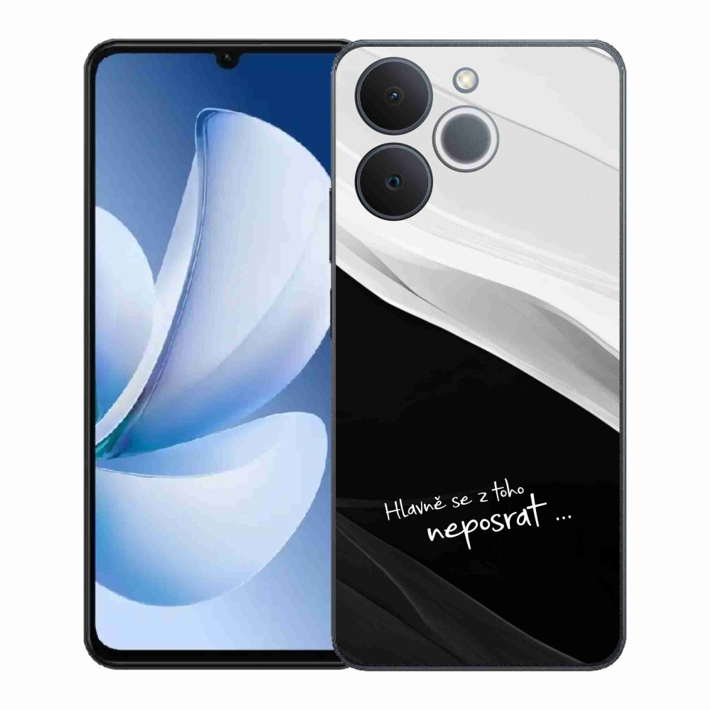 Gél borító mmCase a Realme Note 70T készülékhez - vicces szöveg 13 fekete-fehér háttérrel