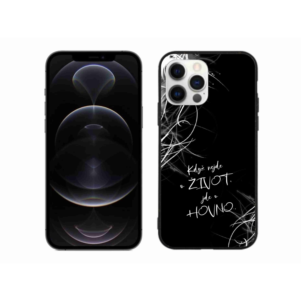 Gél borítás mmCase iPhone 12 Pro Max készülékhez - vicces szöveg 16 fekete háttér