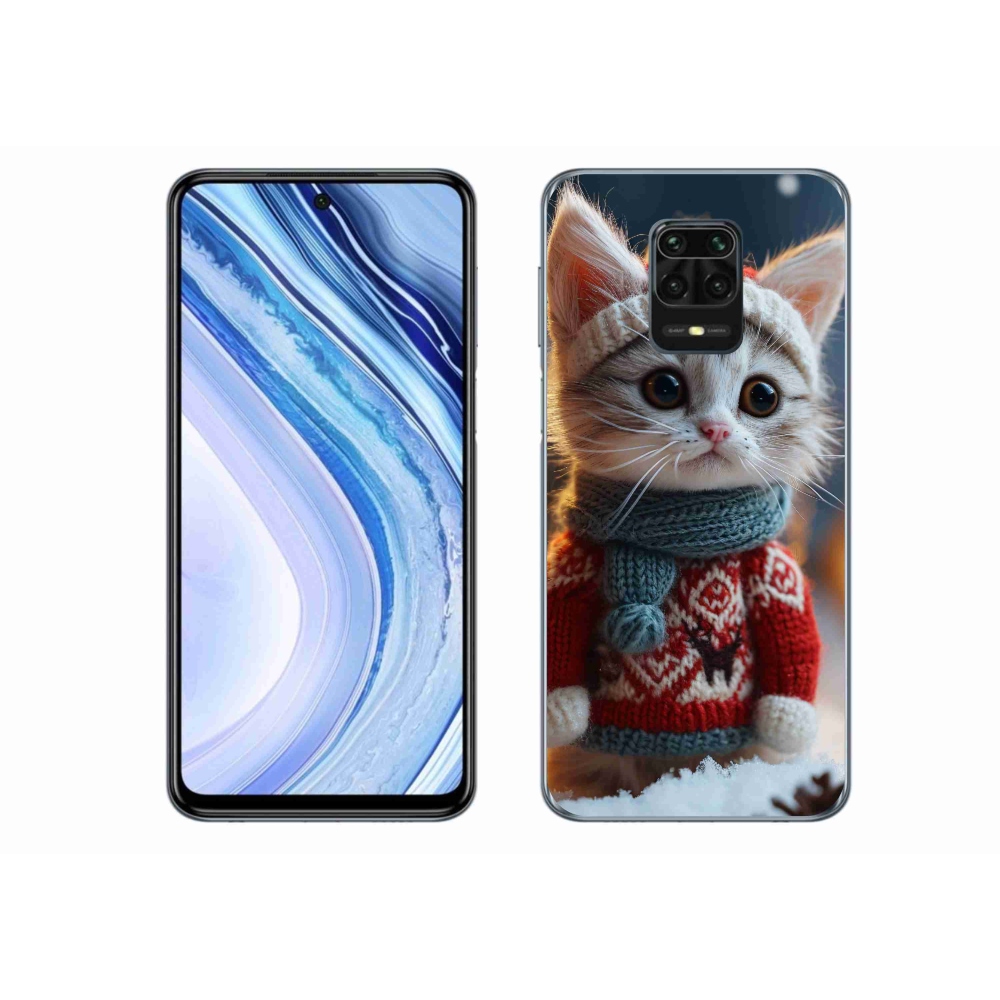 Gél borítás mmCase a Xiaomi Redmi Note 9 Pro-hoz - cica pulóverben