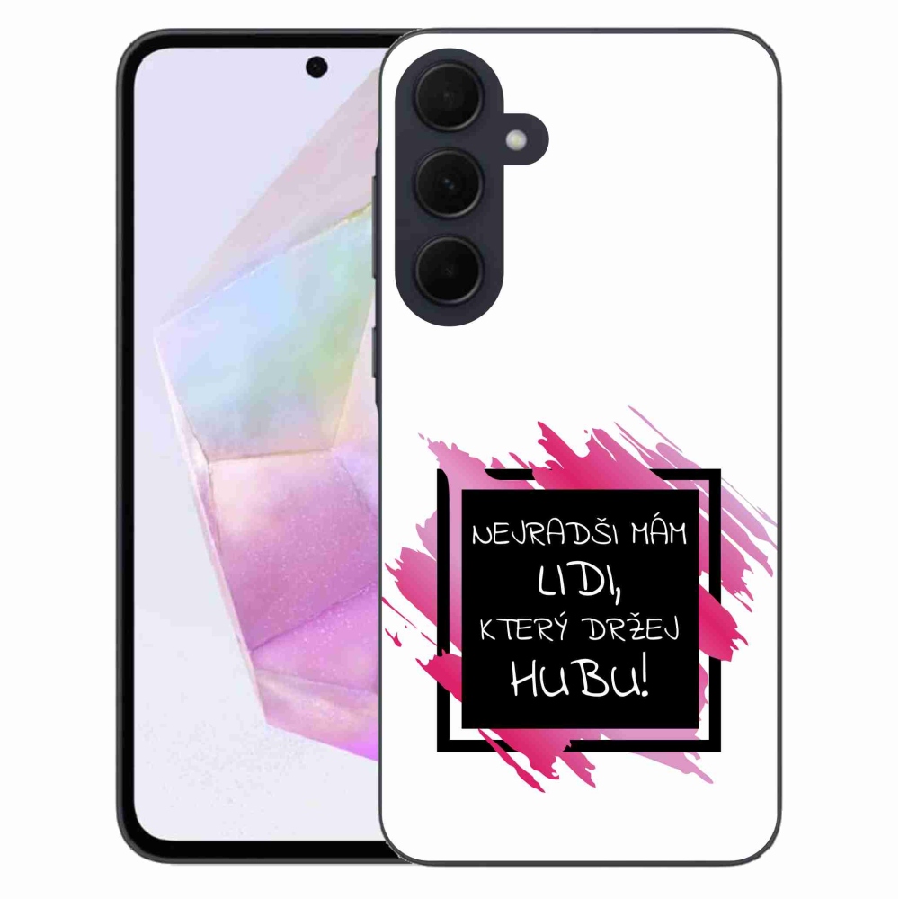 Gél borító mmCase Samsung Galaxy A35 5G - vicces szöveg 7 fekete-fehér háttérrel