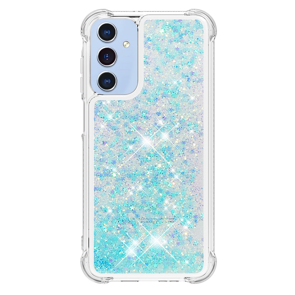 Glitter homokóra zselés tok Samsung Galaxy A17 4G/5G - kék / csillagok