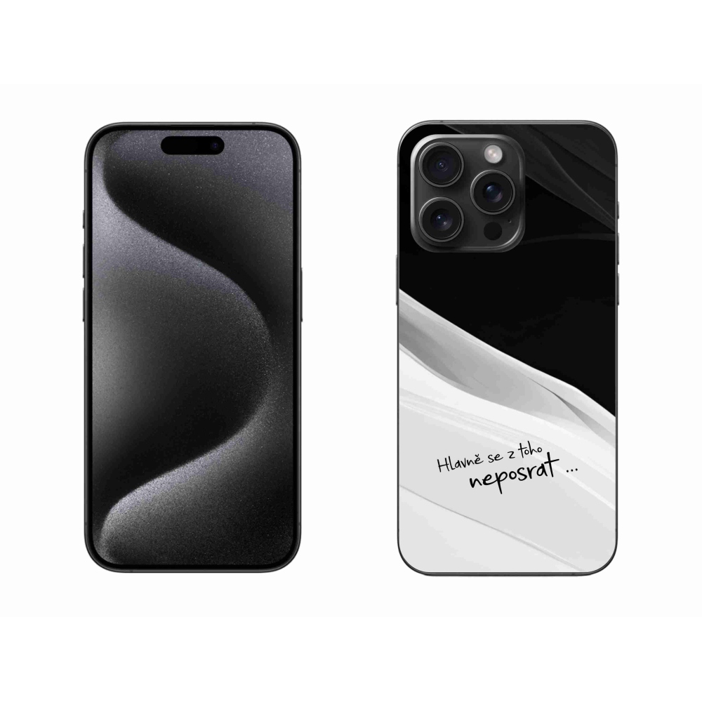 Gél borítás mmCase iPhone 15 Pro Max készülékhez - vicces szöveg 13 fehér és fekete háttérrel