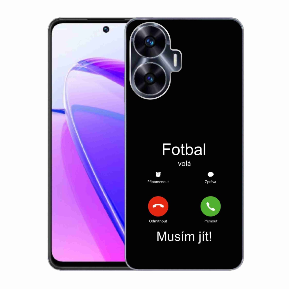 Gél borító mmCase a Realme C55-ön - futballhívások fekete háttérrel