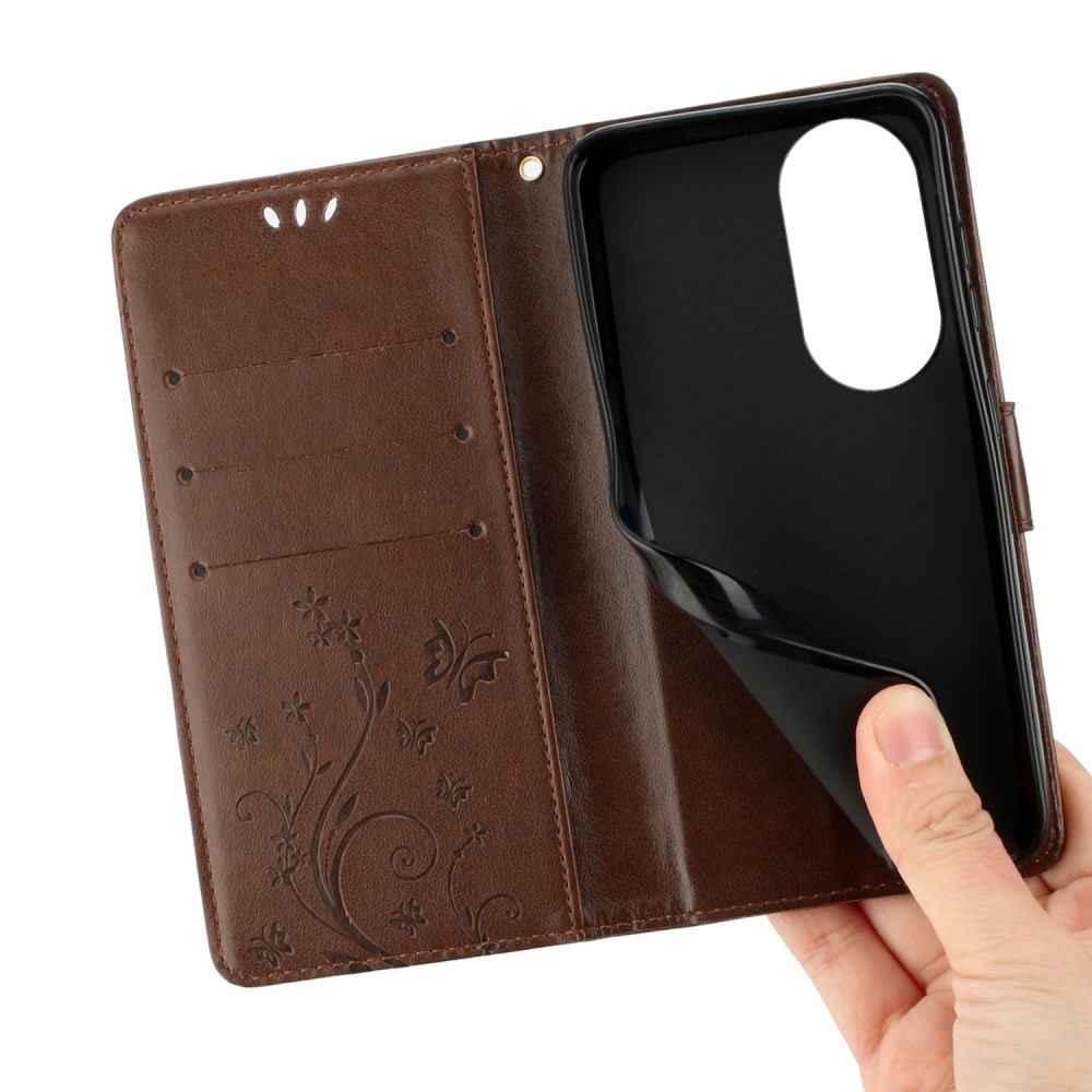 Virágok könyvtáska Honor 90 - barna