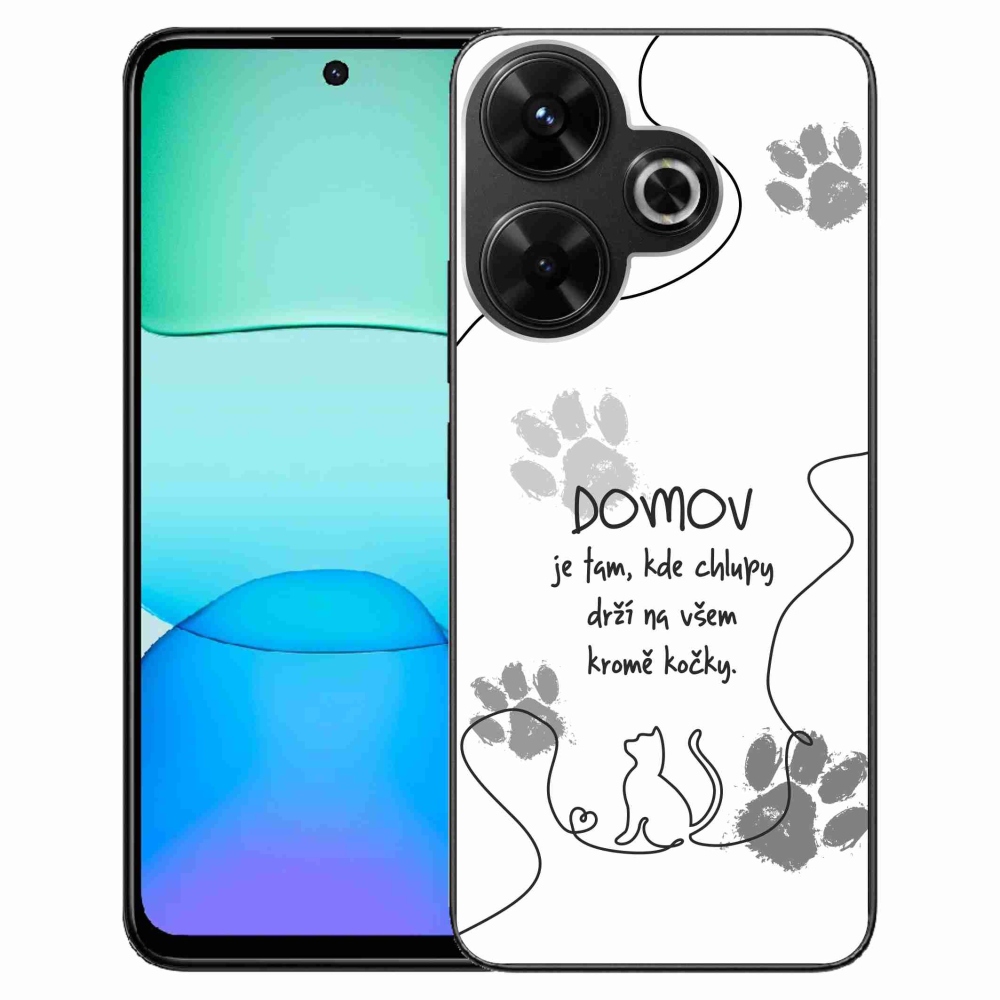 Gél borítás mmCase a Xiaomi Redmi 13 4G/Poco M6 4G számára - macska motívum fehér háttérrel