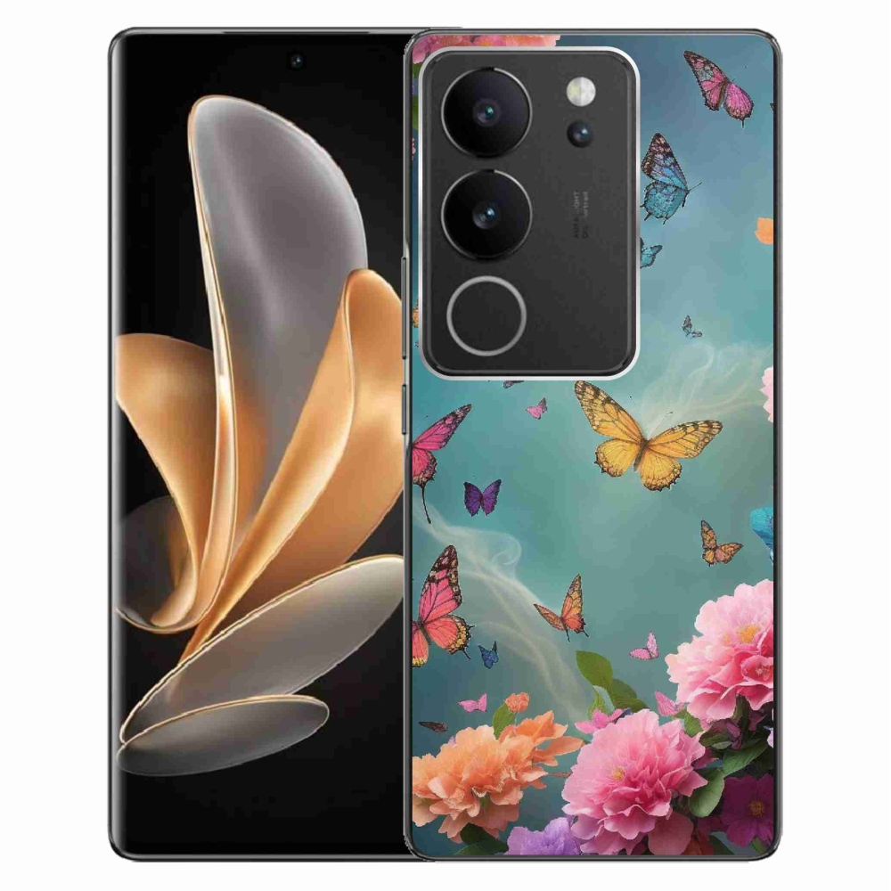 Gél borító mmCase a Vivo V29 5G-n - színes virágok és pillangók