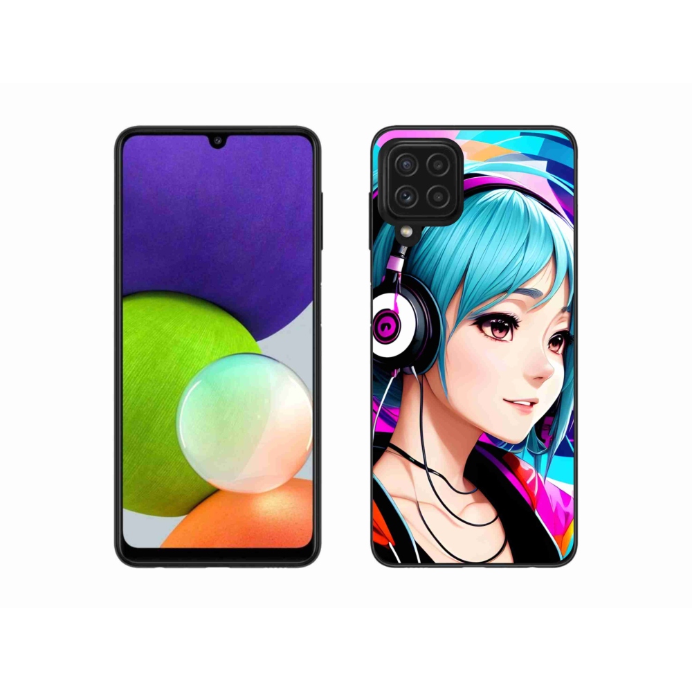 Gél borítás mmCase Samsung Galaxy A22 4G - lány fejhallgatóval