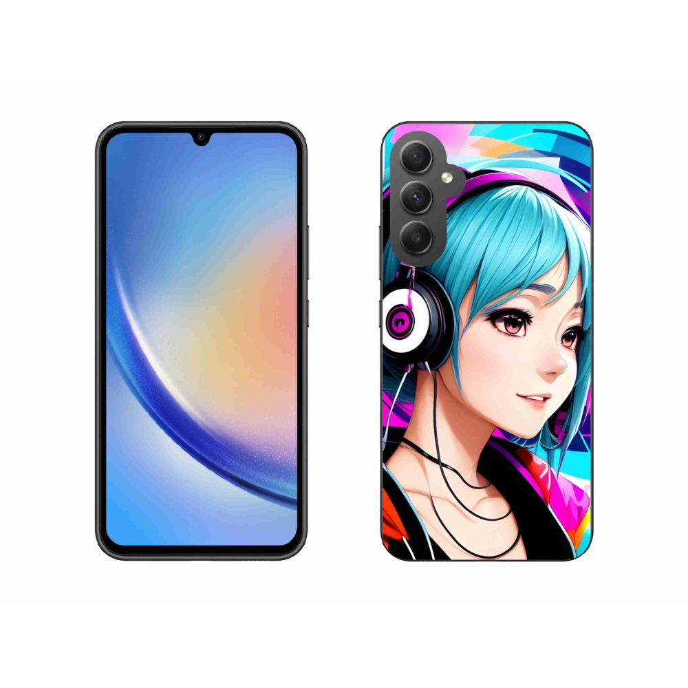 Gél borítás mmCase Samsung Galaxy A34 5G - lány fejhallgatóval