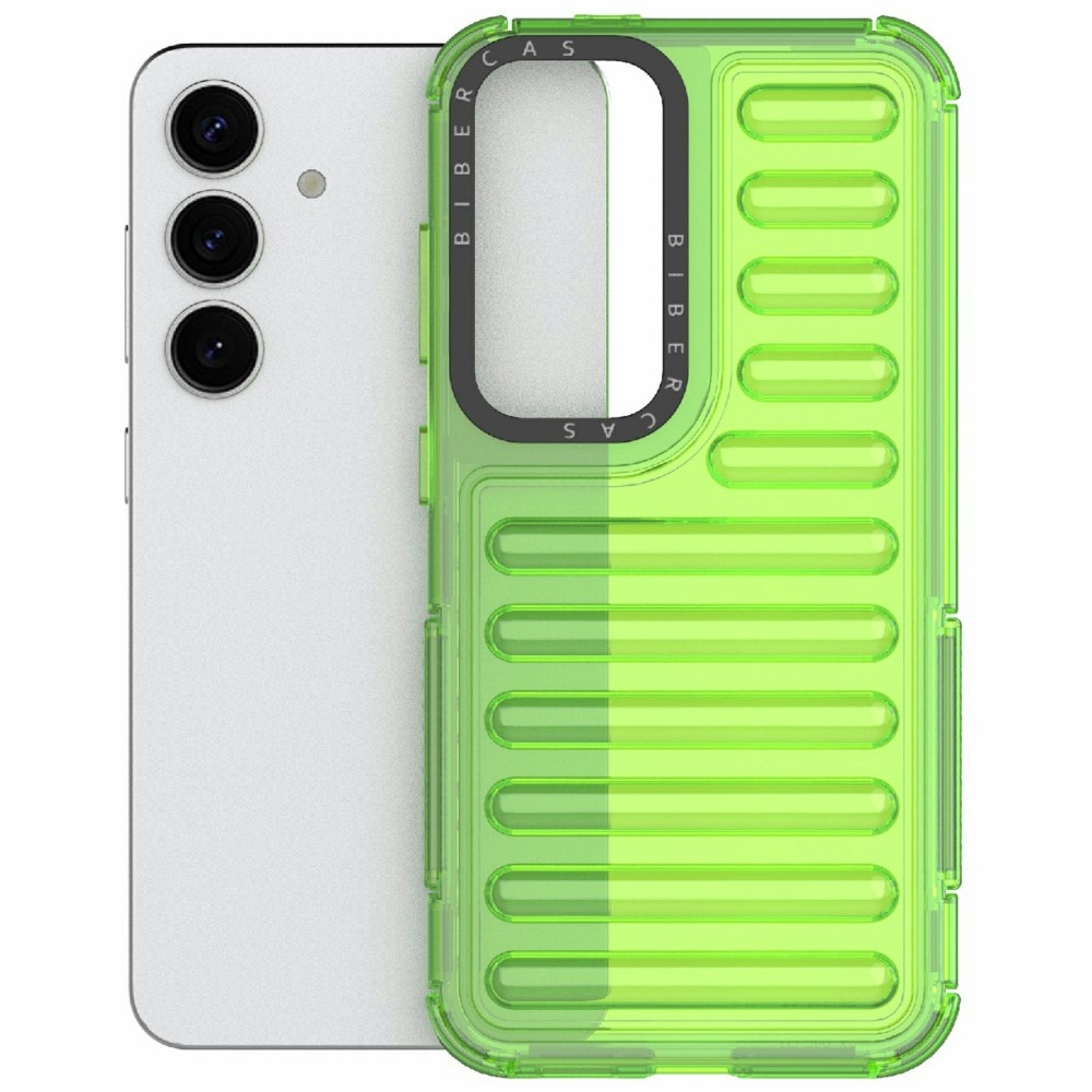 Csíkos tartós borító Samsung Galaxy S25 készülékhez - zöld