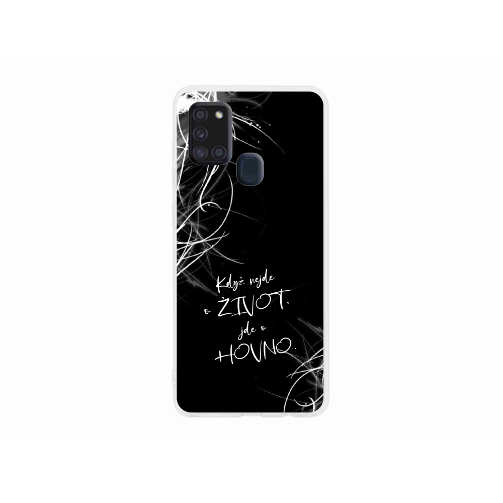 Gél borító mmCase Samsung Galaxy A21s készülékhez - vicces szöveg 16 fekete háttér
