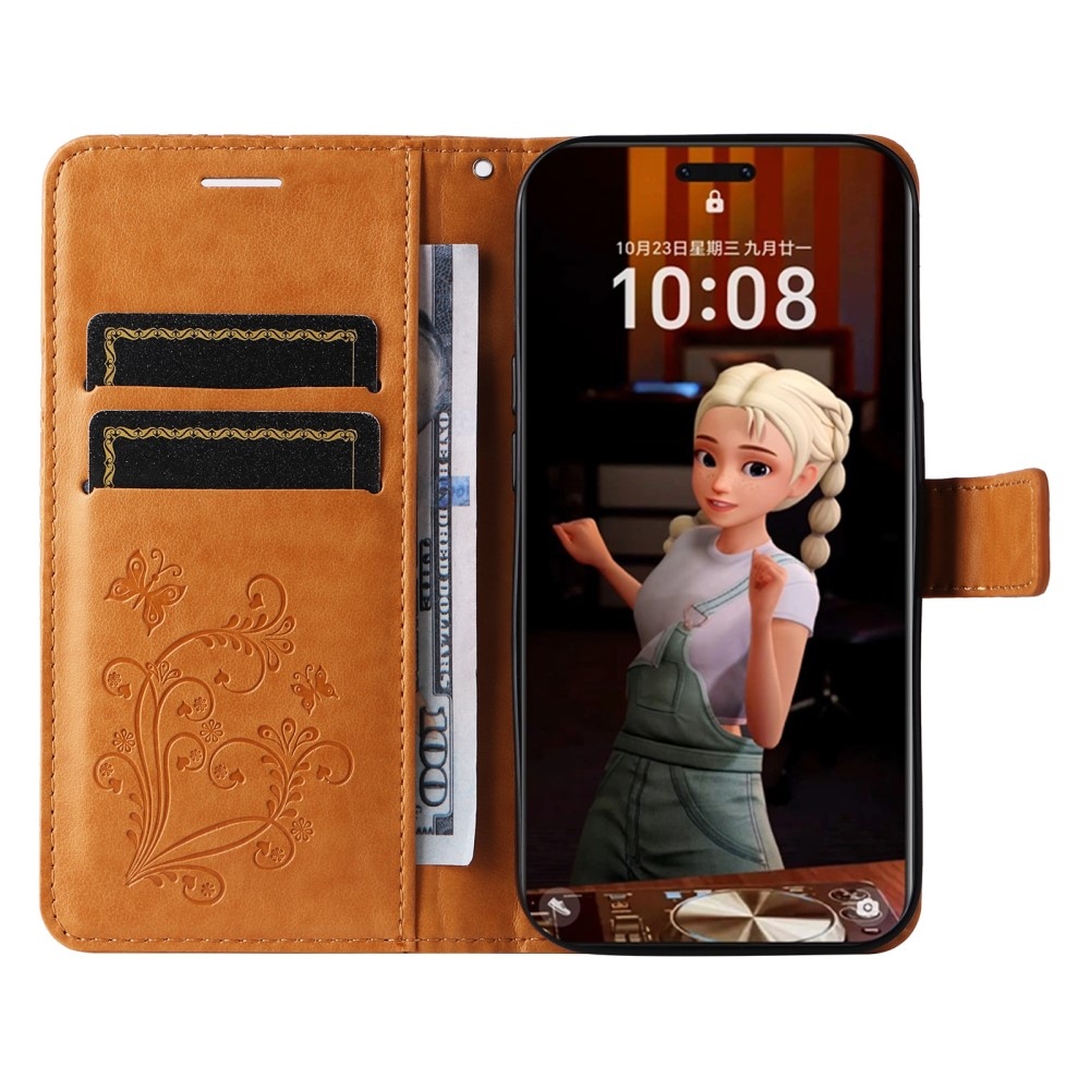 Nagy pillangó könyv tok a Honor Magic 7 Pro 5G számára - sárga