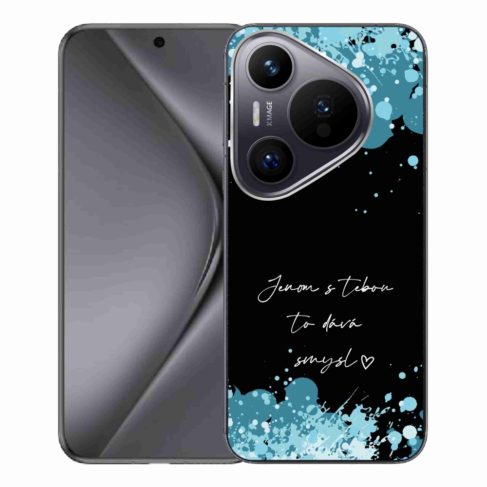 Gél borító mmCase a Huawei Pura 70 Pro számára - szöveg szerelemben fekete háttérrel