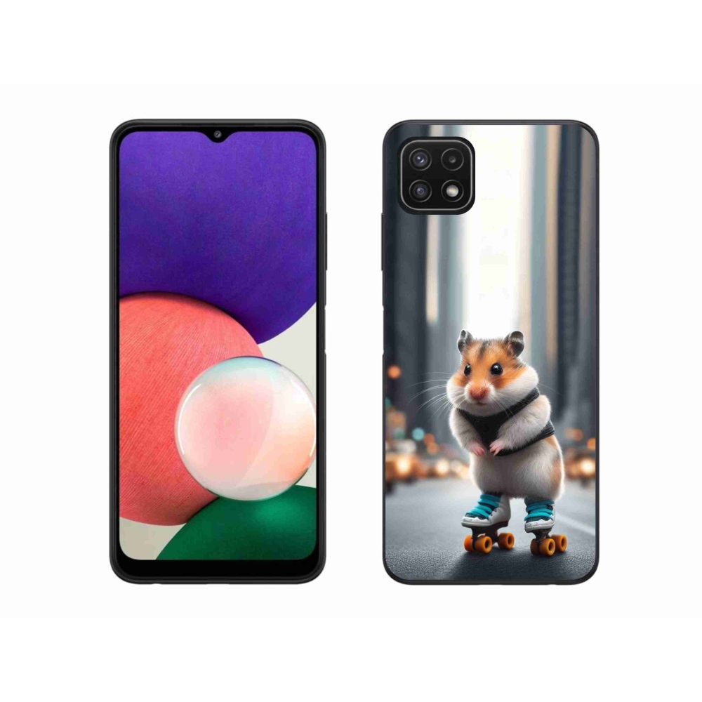 Zselés borítás mmCase Samsung Galaxy A22 5G - hörcsög a korcsolyán