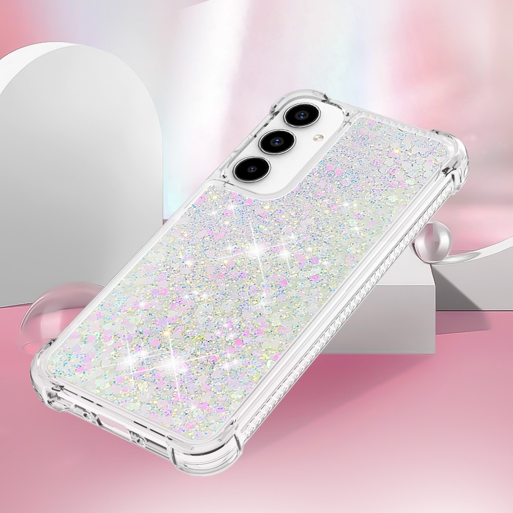 Glitter homokóra zselés tok Samsung Galaxy A36 5G - rózsaszín/ezüst/szív