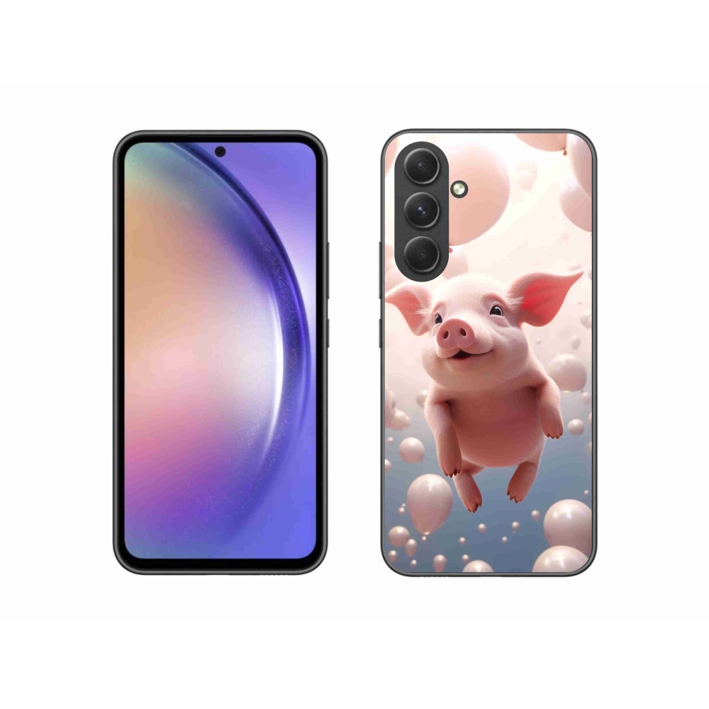 Gél borító mmCase Samsung Galaxy A54 5G - malac lufikkal - Samsung Galaxy A54 5G - gél borító mmCase