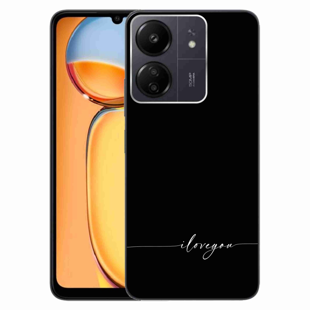 Gél borító mmCase a Xiaomi Poco C65/Redmi 13C - I love you fekete háttérrel