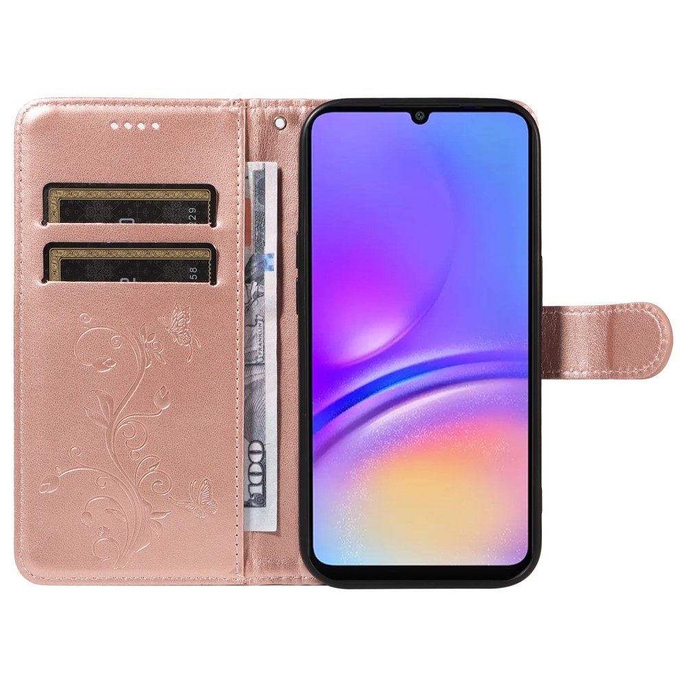 Virágos könyv tok Samsung Galaxy A06 4G készülékhez - rózsaarany