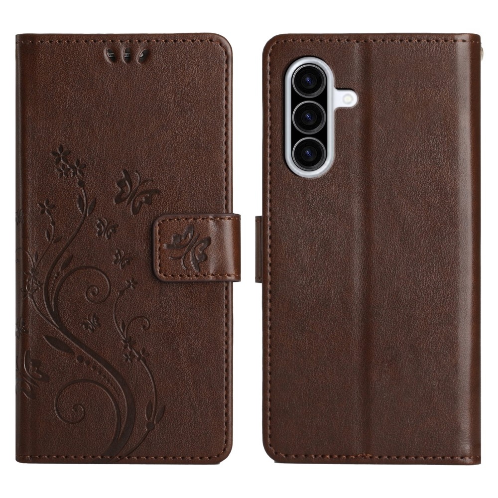 Virágok könyv tok Samsung Galaxy A36 5G - barna színben